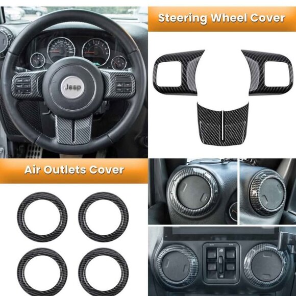 2011-2018 Jeep wrangler Jk18 PCS Full Set Interior Decoration Trim Kit carbon - Picture 2 of 7